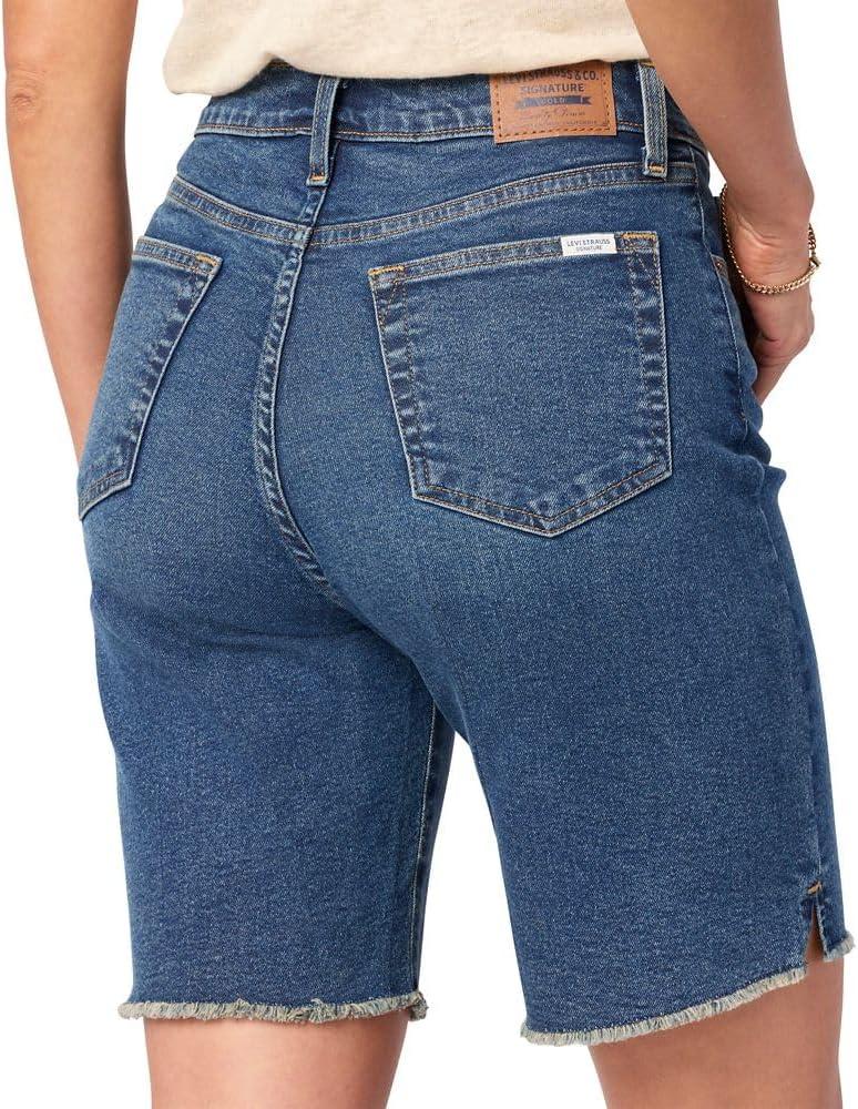 imageLevi Strauss Signature Gold Womens Heritage High Rise 9quot Bermuda Short Available in Plus SizeNew Dark Carbon
