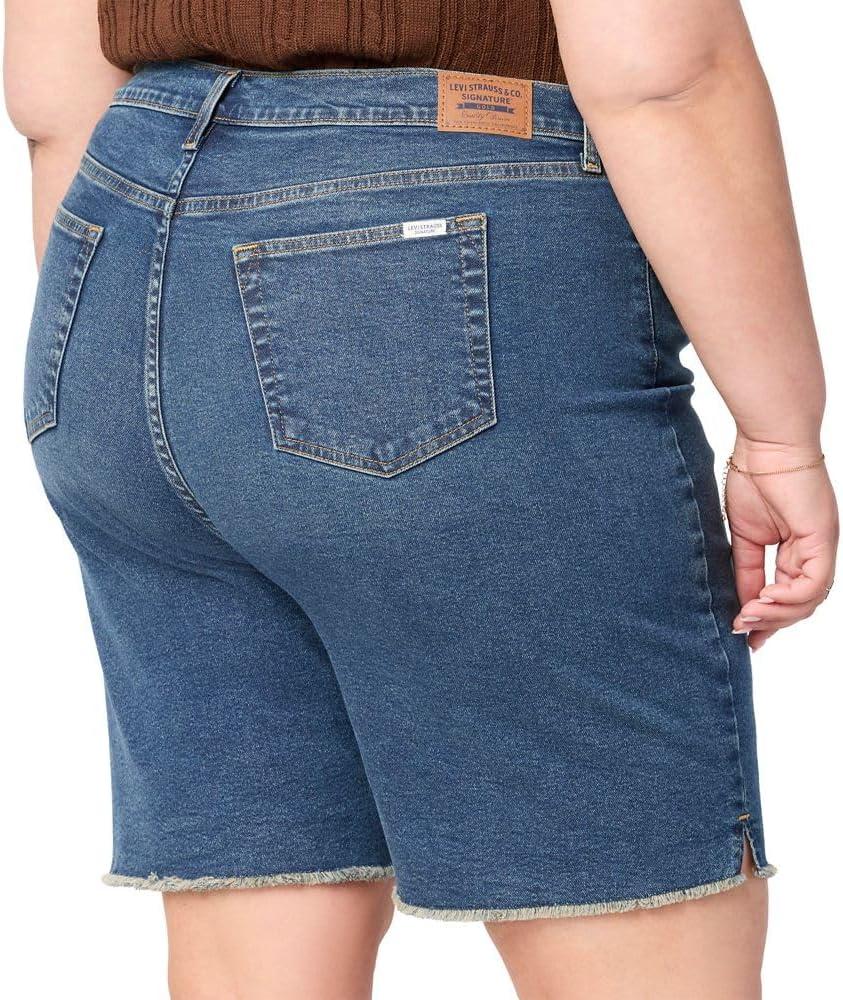 imageLevi Strauss Signature Gold Womens Heritage High Rise 9quot Bermuda Short Available in Plus SizeNew Dark Carbon