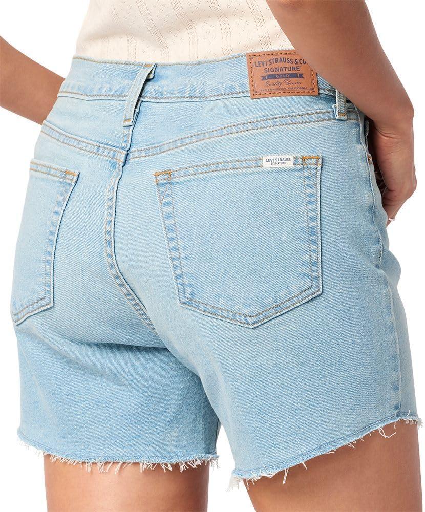 imageLevi Strauss Signature Gold Womens Size Heritage Original MidRise 4quot Shorts Stretch Denim Available in PlusNew Future Blue