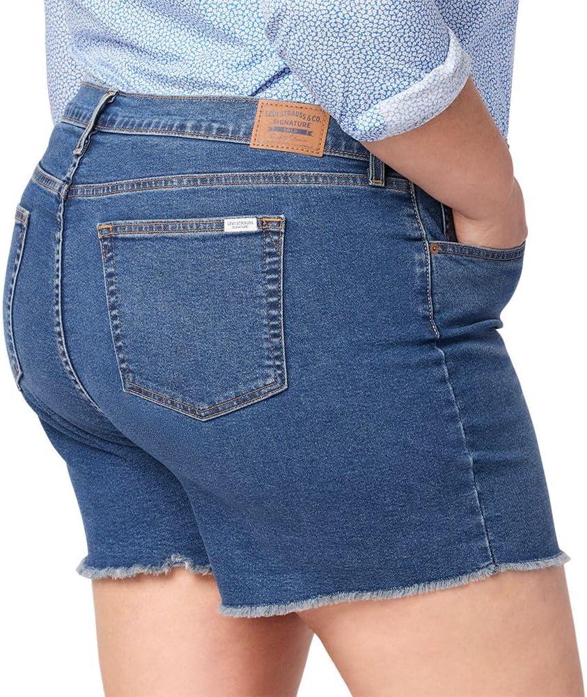 imageLevi Strauss Signature Gold Womens Size Heritage Original MidRise 4quot Shorts Stretch Denim Available in PlusNew Future Blue