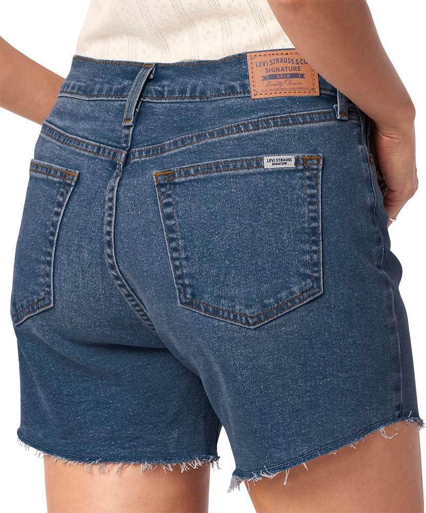 imageLevi Strauss Signature Gold Womens Size Heritage Original MidRise 4quot Shorts Stretch Denim Available in PlusNew Future Blue